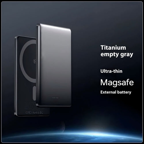 Titanium Empty Gray Power Bank with Magnetic Shell Alloy for Portable