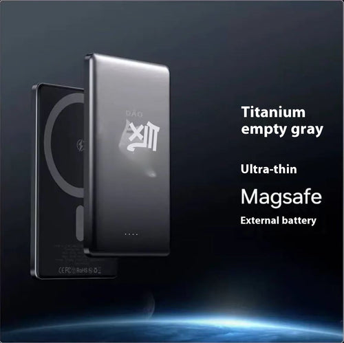 Titanium Empty Gray Power Bank with Magnetic Shell Alloy for Portable