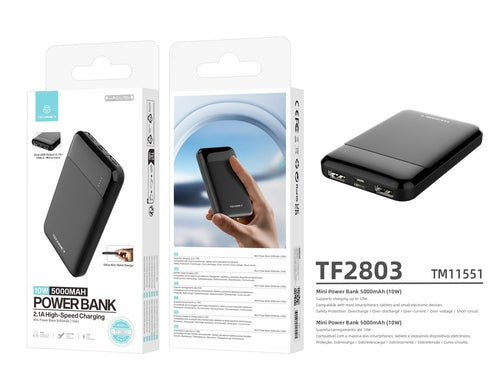 Techancy Mini Power Bank 5000mAh TF2803 10W Carregamento Rapido