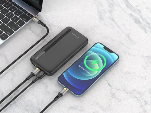 Techancy Power Bank 10000mah Preto TF2775, Carregamento Rápido De 10w