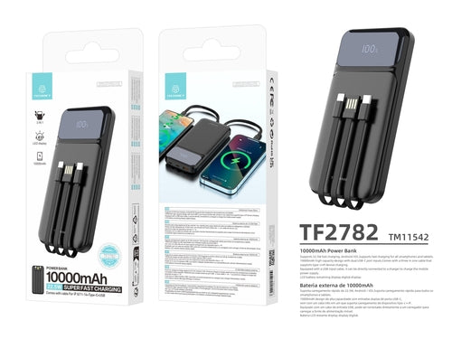 Techancy Power Bank 10000 Mah 22.5w  TF2782, Cabo De Carregamento