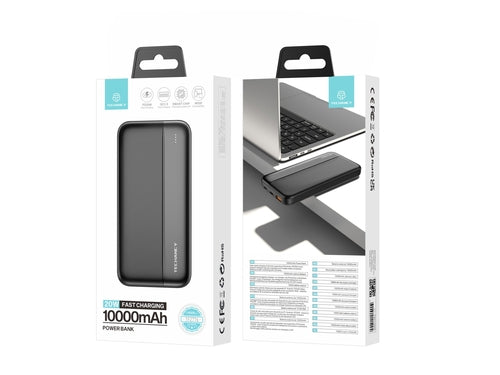 Techancy Power Bank 10000mah Preto TF2776, Carregamento Rápido Pd20w
