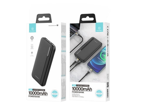 Techancy Power Bank 10000mah Preto TF2775, Carregamento Rápido De 10w
